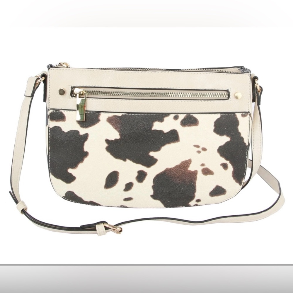 Le Miel Cream And Cow Print Crossbody Women's Bag-NWT - Picture 7 of 7